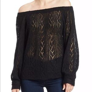 free people black sweater dolman sleeve pointelle